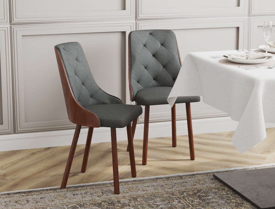 Set of 2 Nova Grey / Walnut Fabric Chairs
