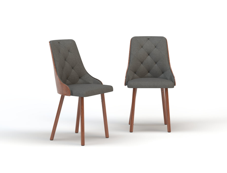 Set of 2 Nova Grey / Walnut Fabric Chairs