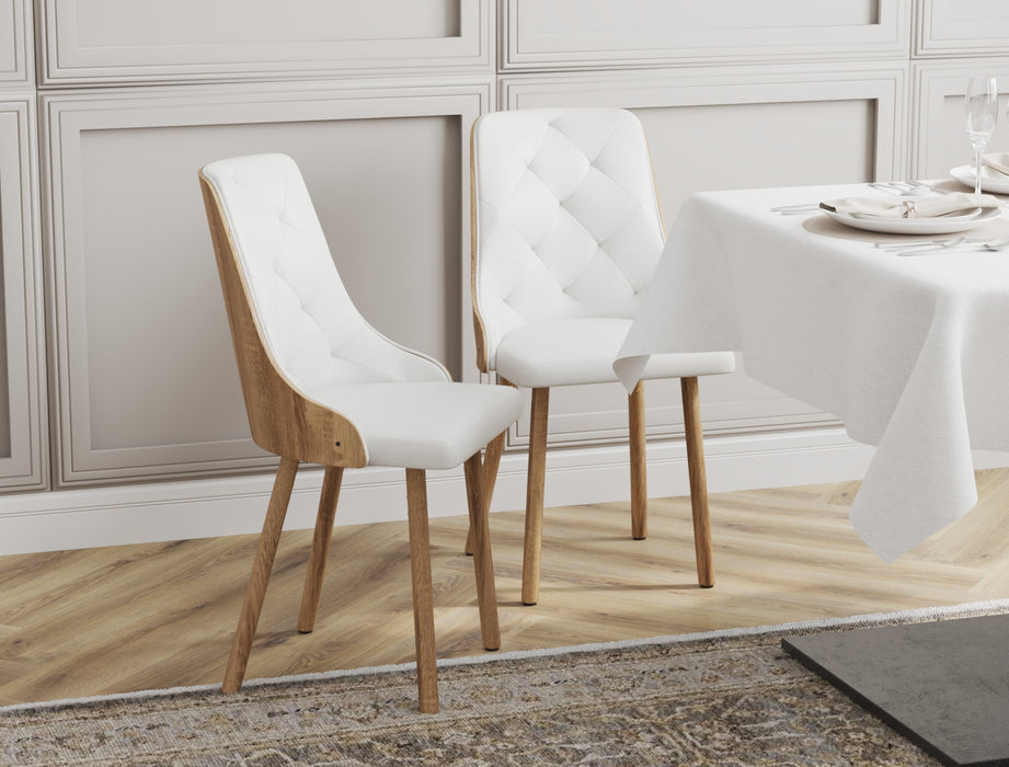 Set of 2 Nova White / Natural Vegan Leather Chairs