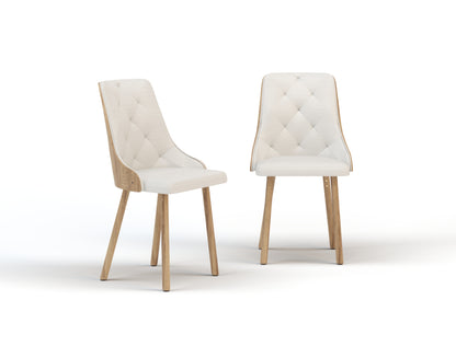 Set of 2 Nova White / Natural Vegan Leather Chairs