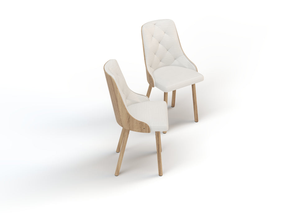 Set of 2 Nova White / Natural Vegan Leather Chairs