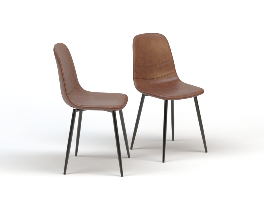 Set of 2 Ollie Brown Vegan Leather Chairs