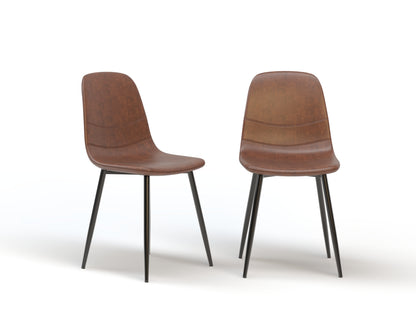 Set of 2 Ollie Brown Vegan Leather Chairs