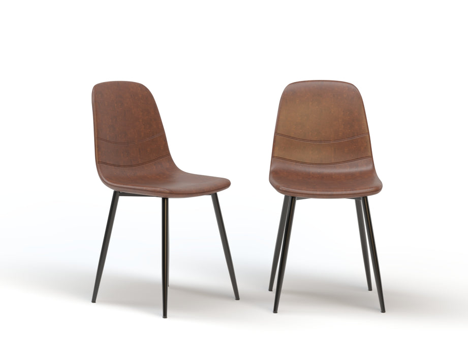Set of 2 Ollie Brown Vegan Leather Chairs