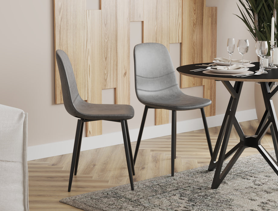 Set of 2 Ollie Grey Vegan Leather Chairs