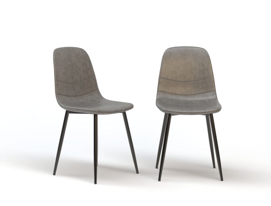 Set of 2 Ollie Grey Vegan Leather Chairs
