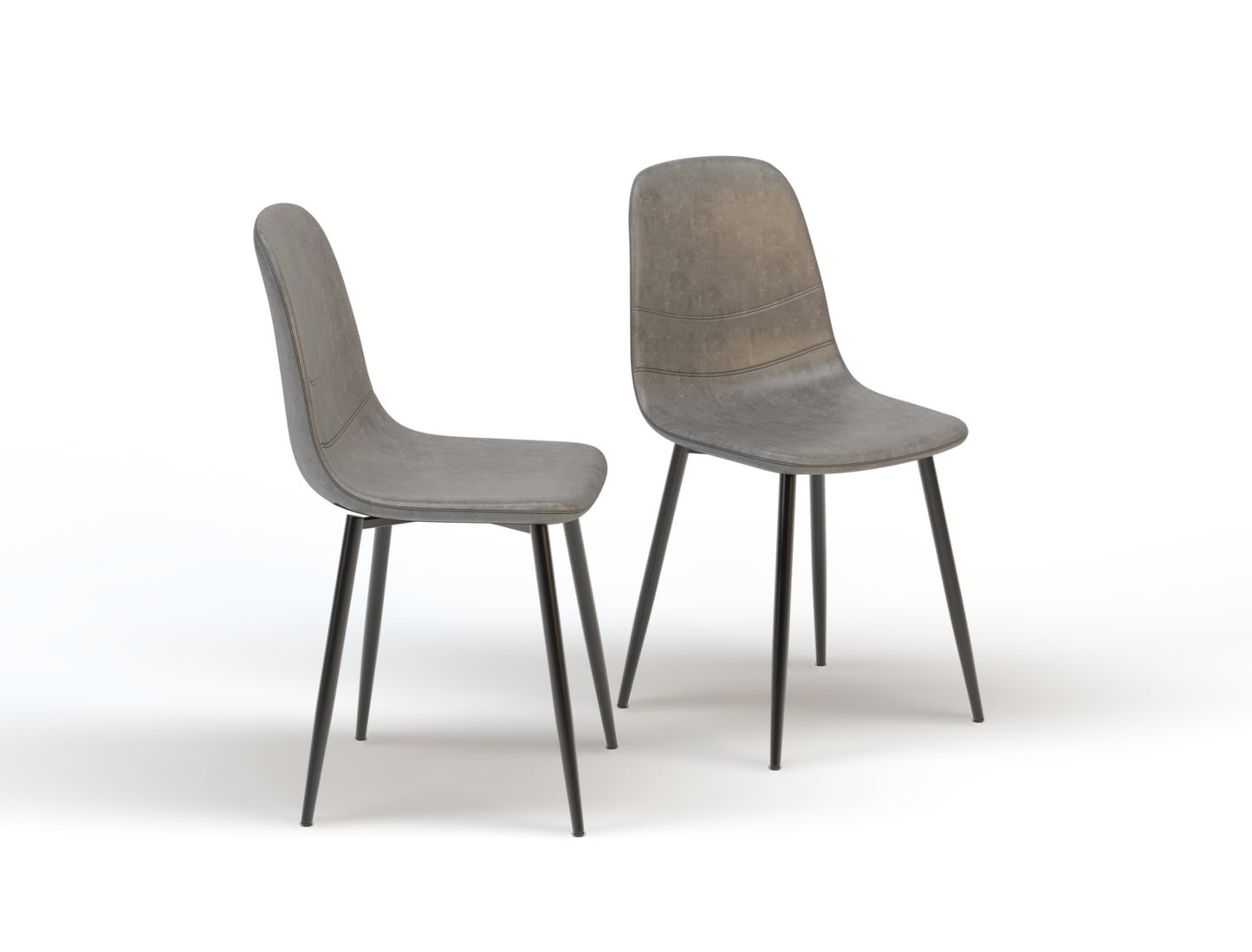 Set of 2 Ollie Grey Vegan Leather Chairs