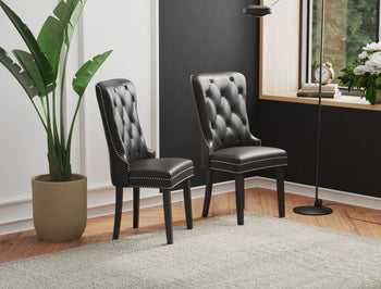 Set of 2 Louie Black Vegan Leather Chairs