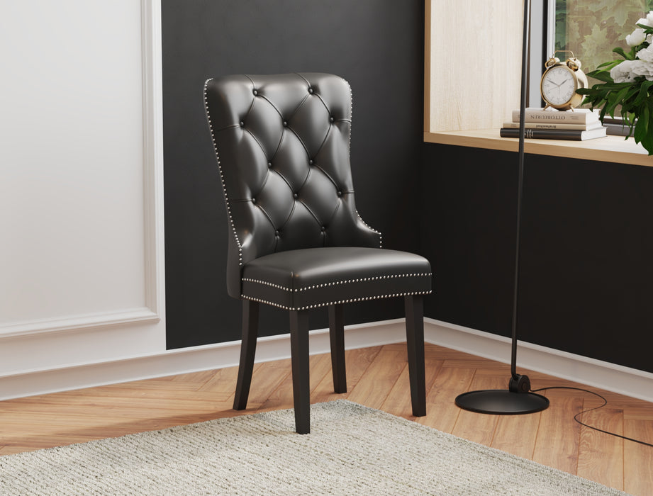 Set of 2 Louie Black Vegan Leather Chairs