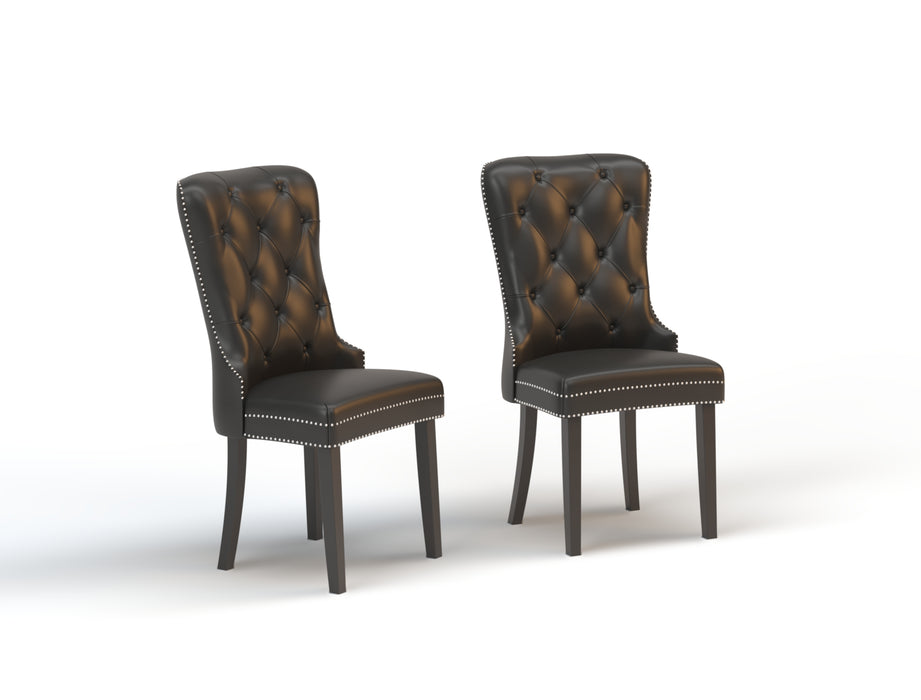 Set of 2 Louie Black Vegan Leather Chairs