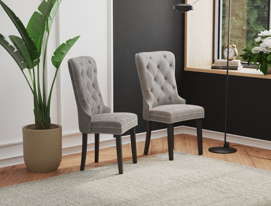 Set of 2 Louie Grey Velvet Chairs