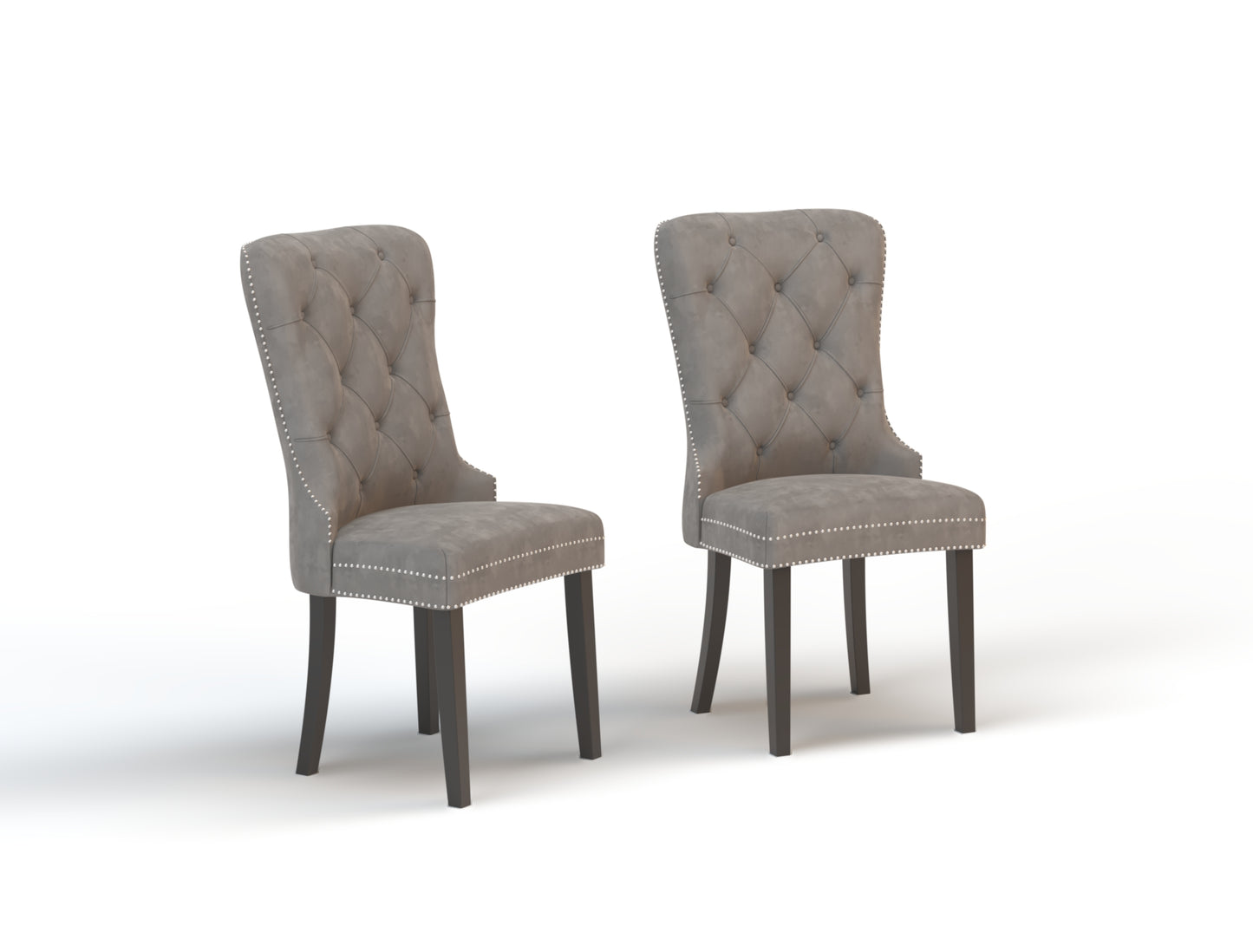 Set of 2 Louie Grey Velvet Chairs