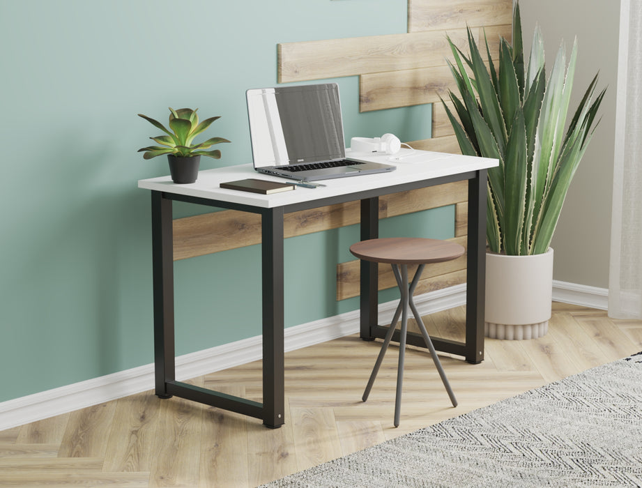 Aston Office Desk 120cm White Top / Black Frame