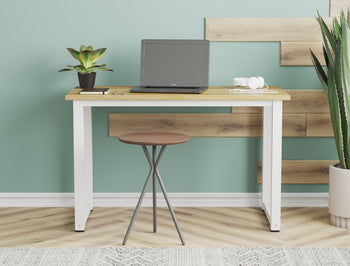 Aston Office Desk 120cm Nature Top / White Frame