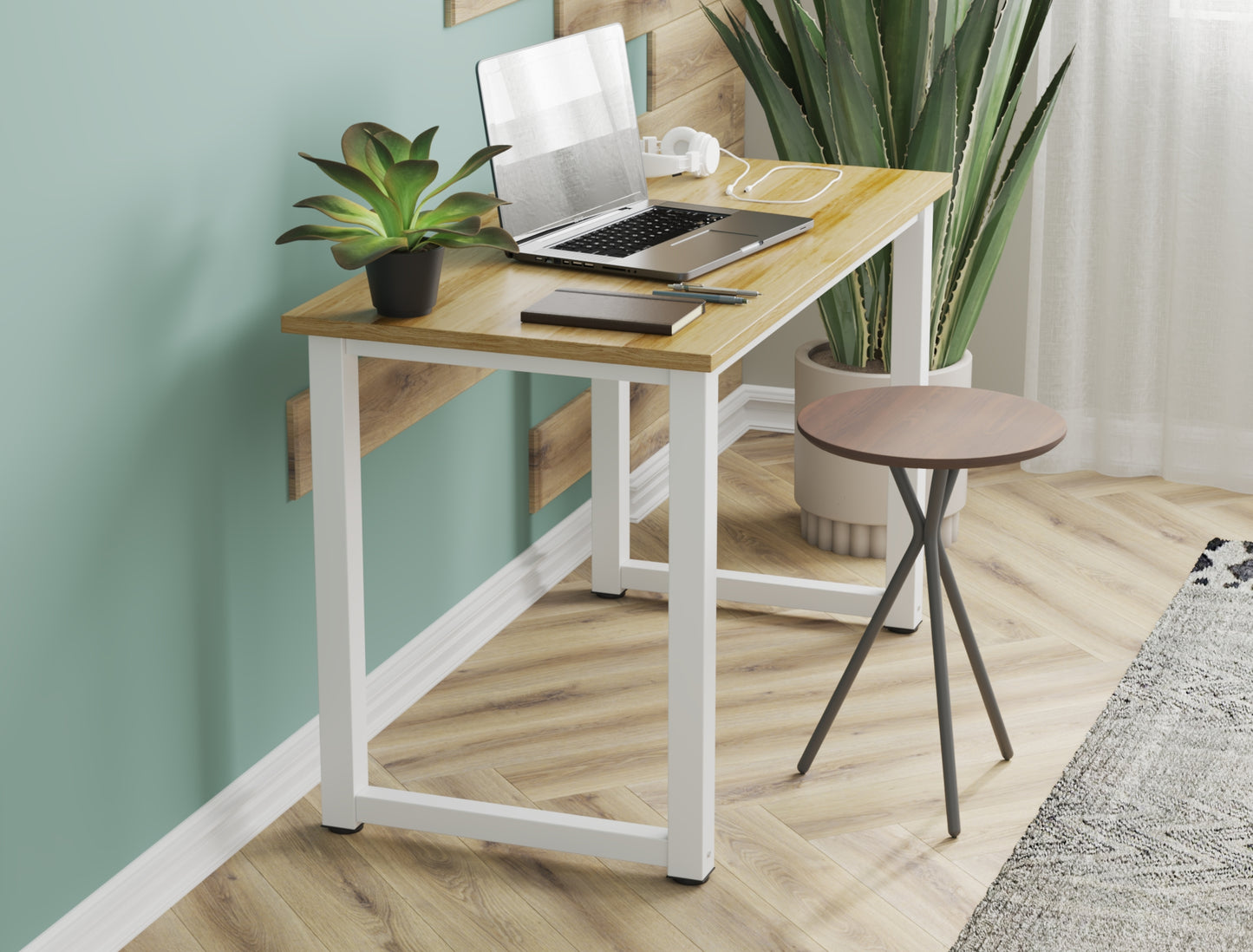 Aston Office Desk 120cm Nature Top / White Frame