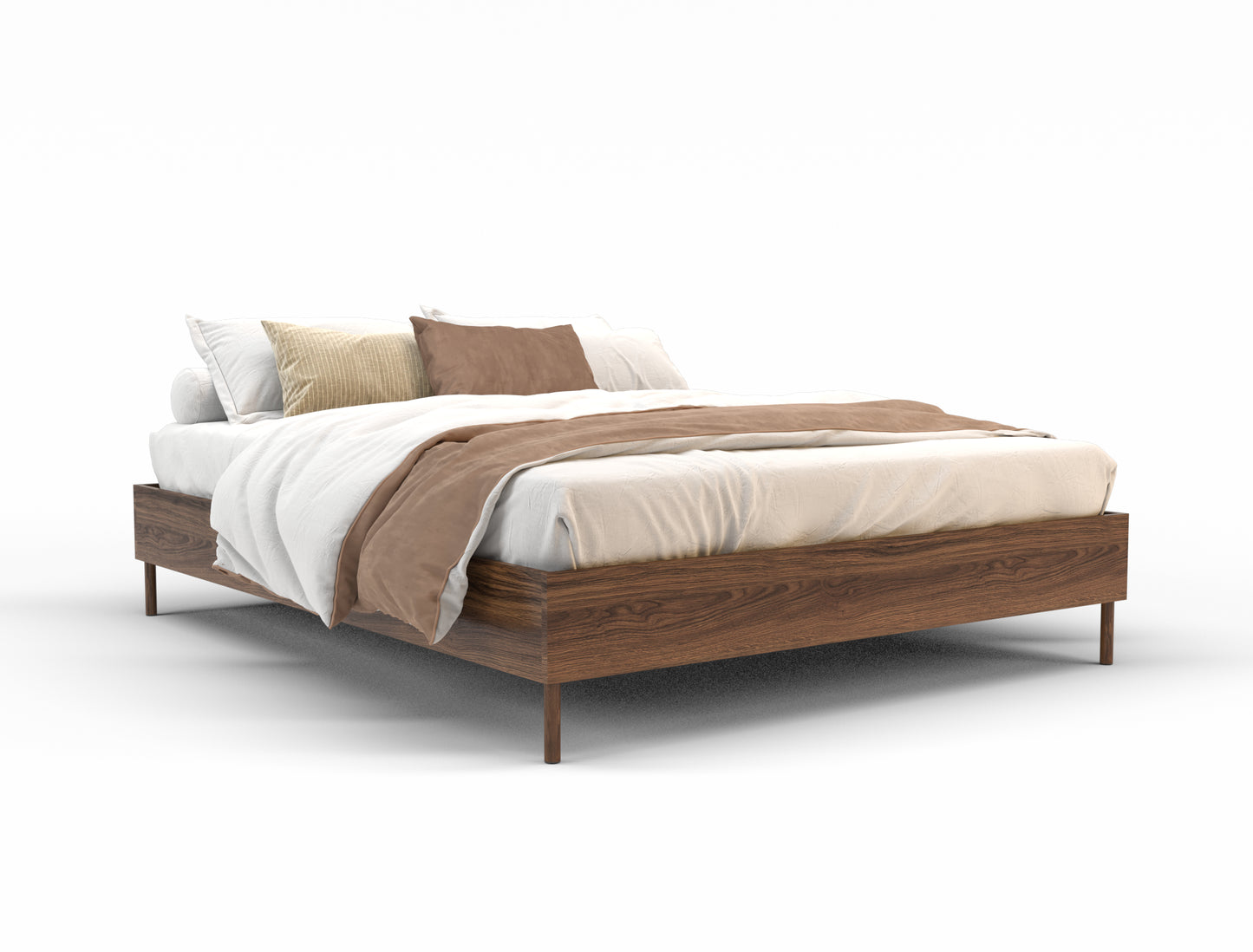 Damon Wooden Walnut Bed Frame