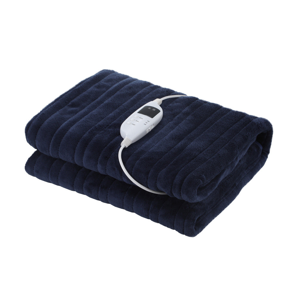 Isaak Washable Electric Heated Throw Rug Flannel Blue