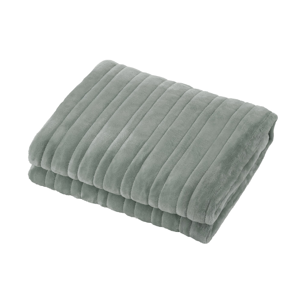 Isaak Electric Heated Blanket Washable Throw Rug Coral Fleece Light Green