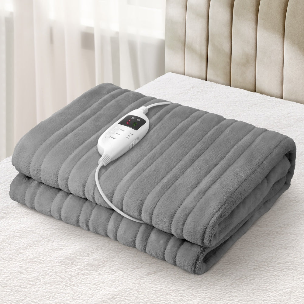 Isaak Electric Heated Throw Rug Washable Silver