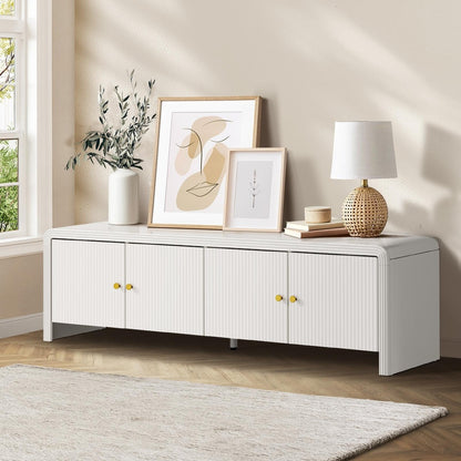 Kornas White Rattan Entertainment Unit 160cm