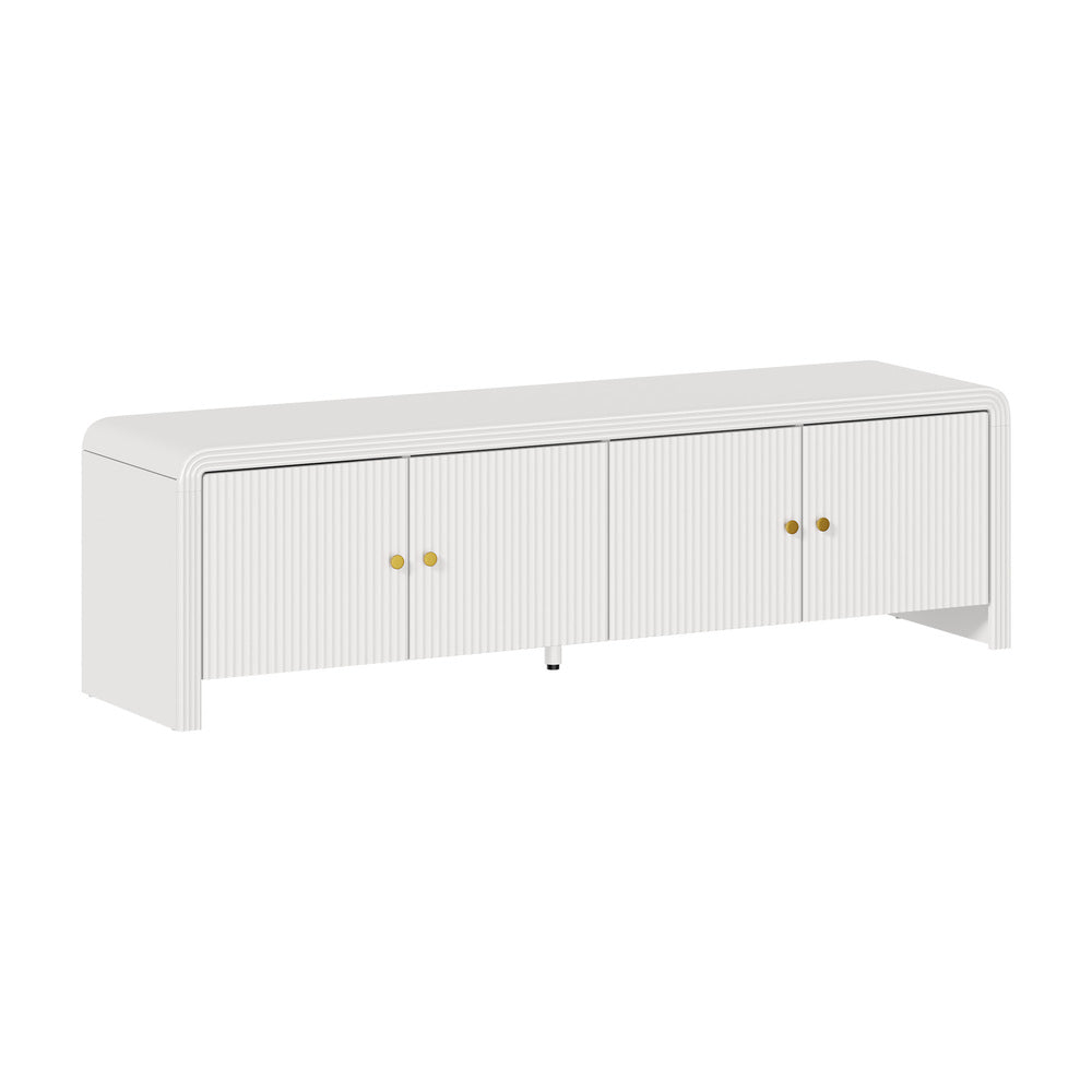 Kornas White Rattan Entertainment Unit 160cm