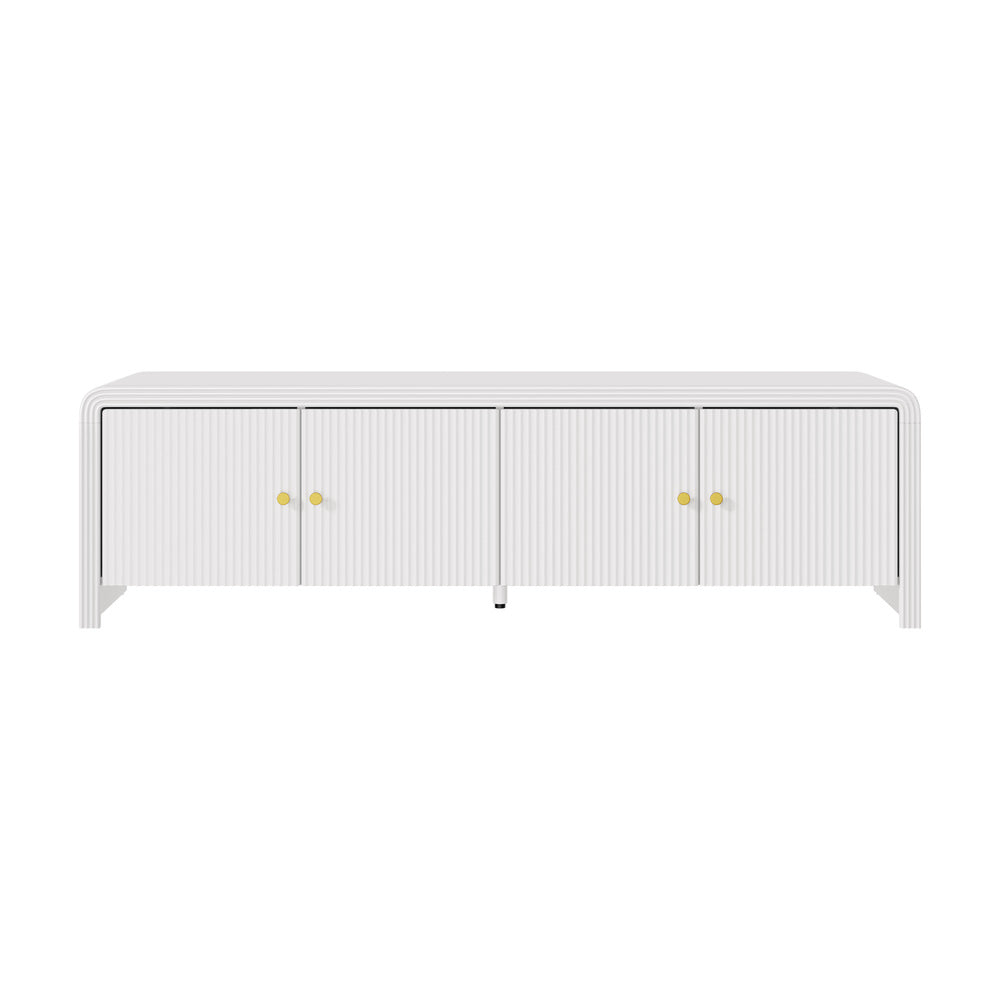 Kornas White Rattan Entertainment Unit 160cm