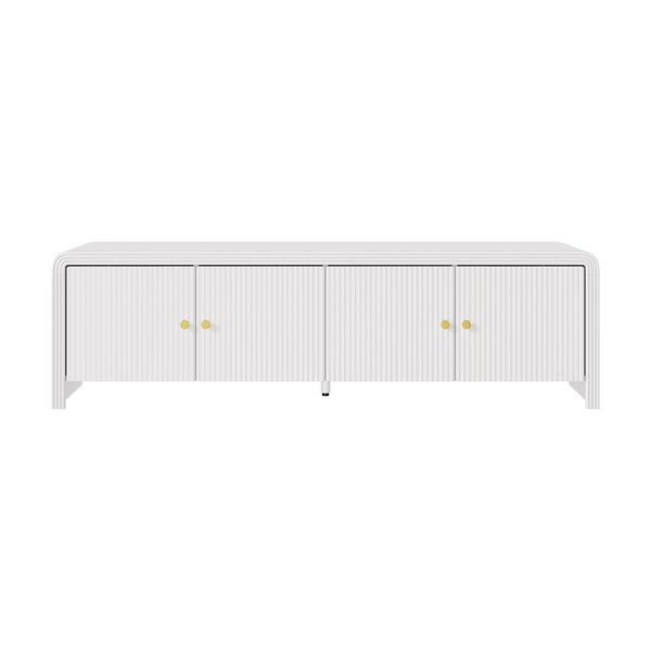 Kornas White Rattan Entertainment Unit 160cm