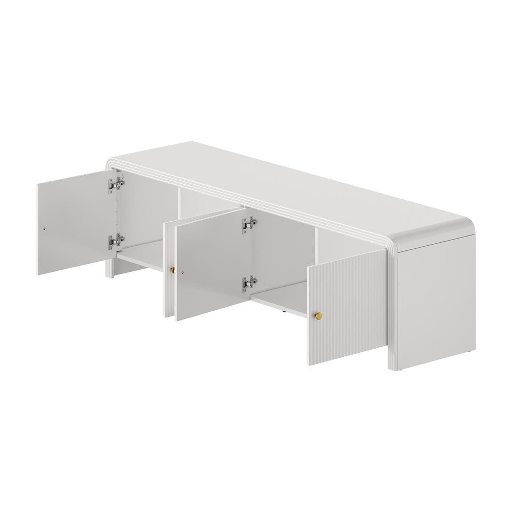 Kornas White Rattan Entertainment Unit 160cm