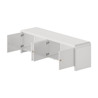 Kornas White Rattan Entertainment Unit 160cm