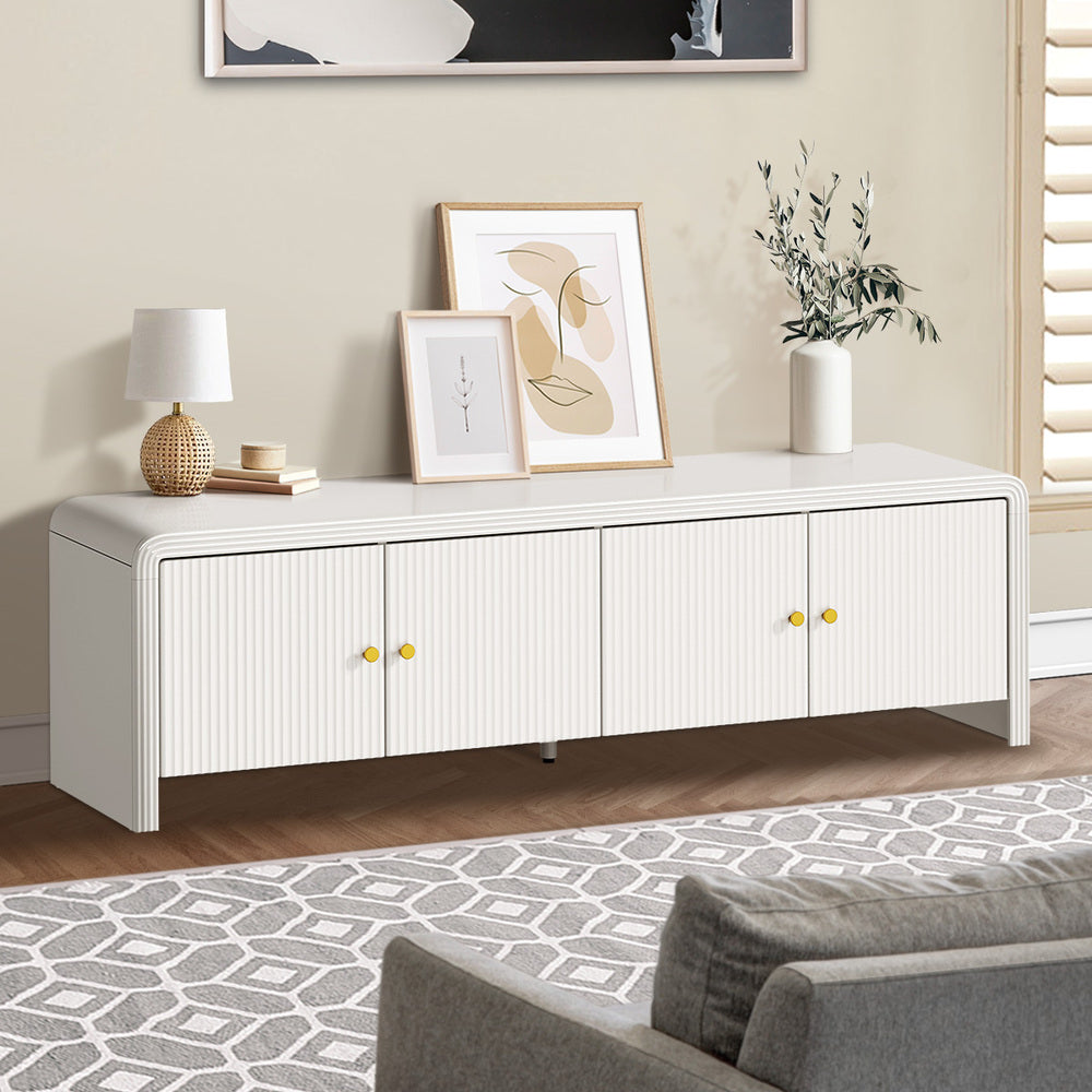 Kornas White Rattan Entertainment Unit 160cm