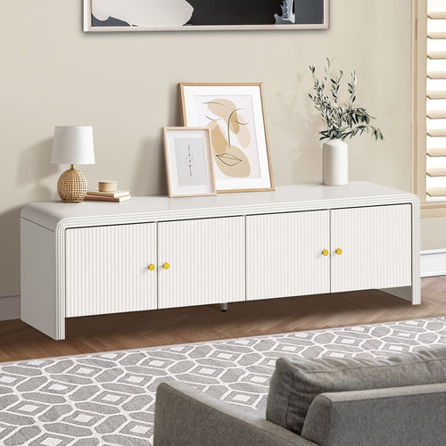 Kornas White Rattan Entertainment Unit 160cm