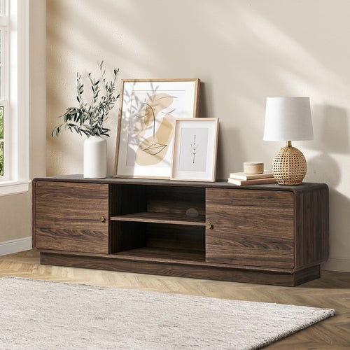 Aster TV Cabinet 160cm Entertainment Unit Open Shelves Walnut