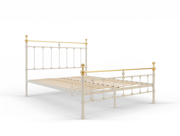 Elizabeth White / Gold Metal Queen Bed Frame
