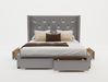 front view of a double bed frame with mattress and pillows in a white background from Isaak