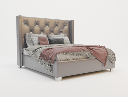 top view of a king bed frame with mattress and pillows in a white background from Isaak