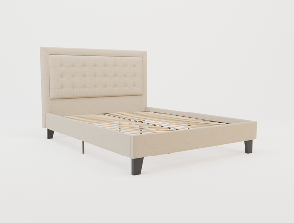 Florence Beige Fabric King Bed Frame