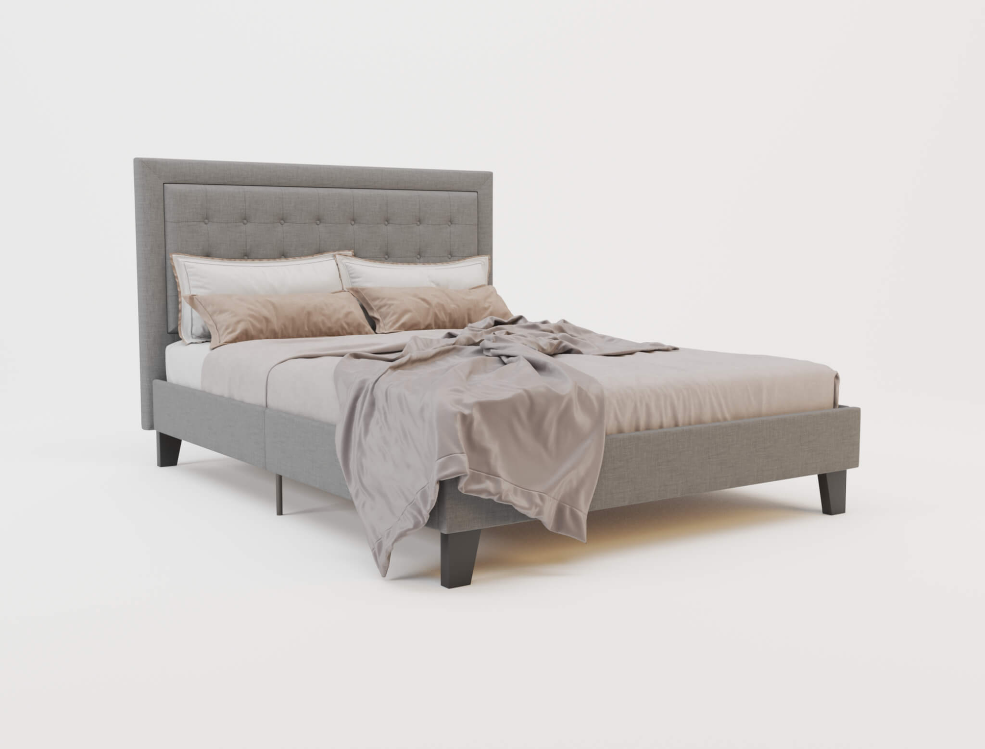 top view of a king single bed frame with mattress and pillows in a white background from Isaak