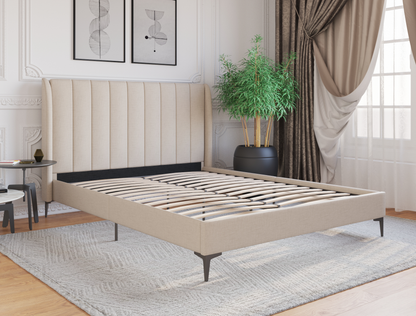 top view of a queen bed frame in a bedroom from Isaak