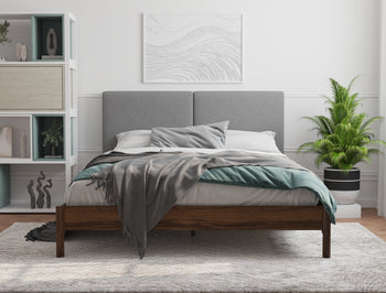 Isaak Grey Walnut Bed Frame