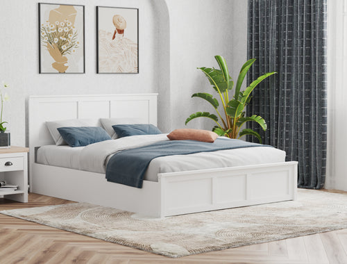 Kiara Wooden White Gas Lift Bed Frame