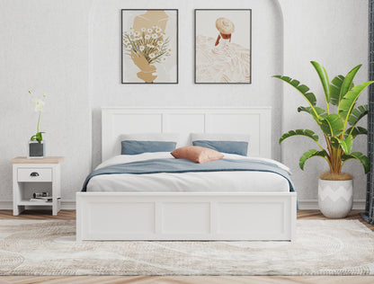 Kiara Wooden White Gas Lift Bed Frame