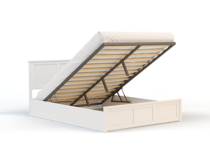 Kiara Wooden White Gas Lift Bed Frame