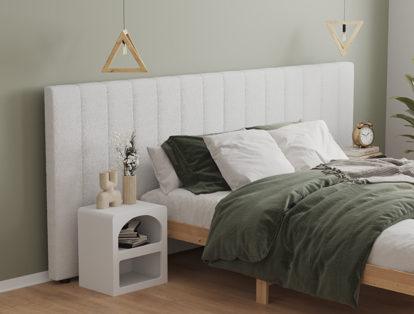 Lucian White Boucle Bed Head