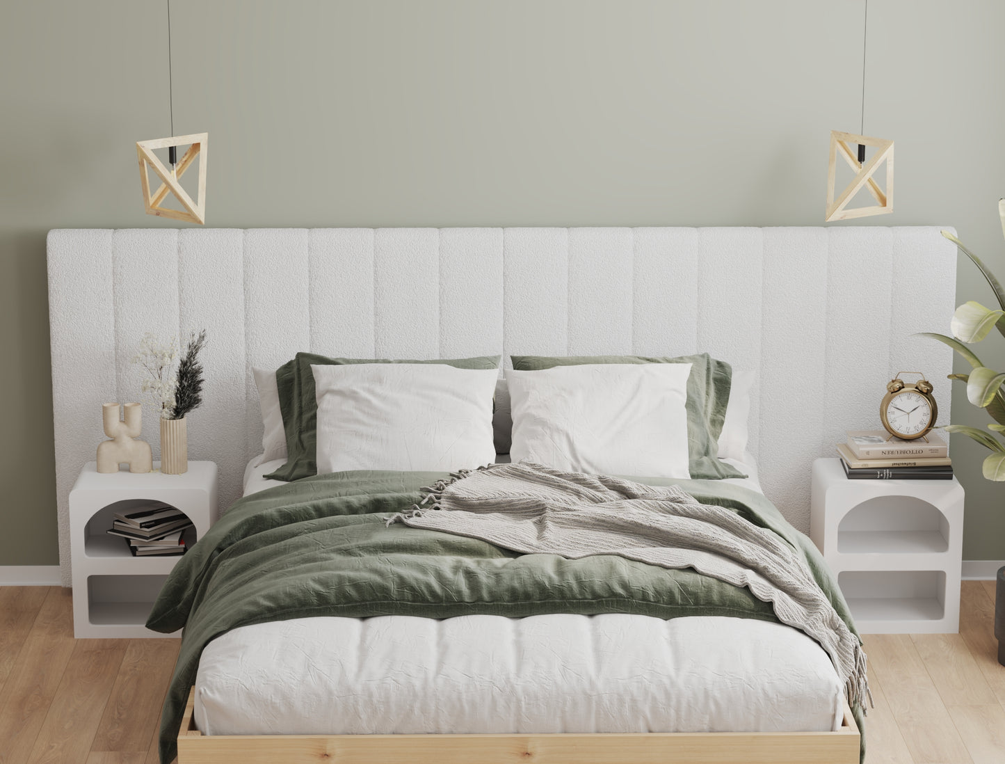 Lucian White Boucle Bed Head