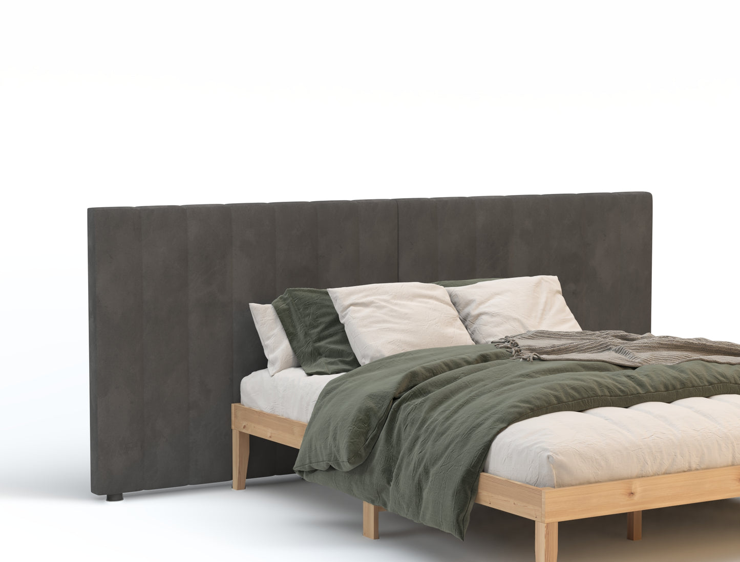 Lucian Grey Velvet Bed Head