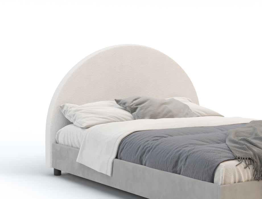 Charlotte White Round Boucle Bed Head