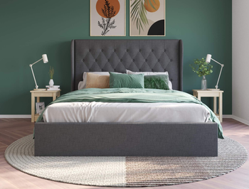 Harlow Charcoal Fabric Gas Lift Double Bed Frame