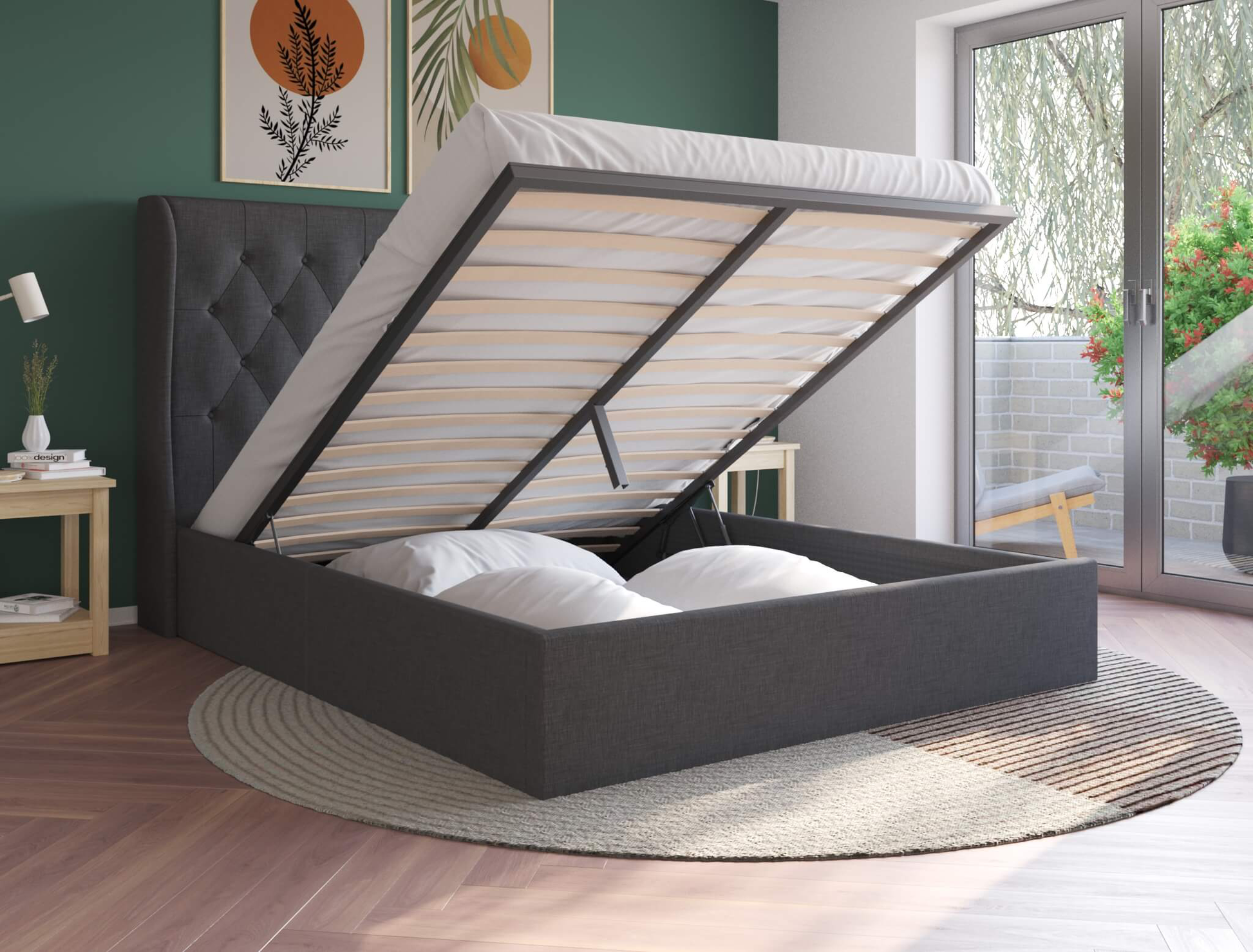 top view of a double bed frame in a bedroom from Isaak