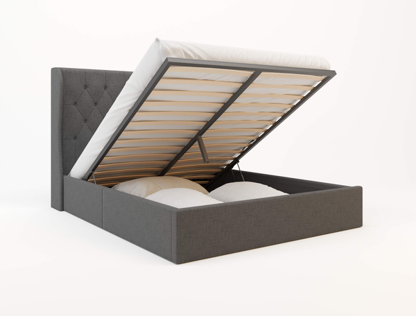 Harlow Charcoal Fabric Gas Lift Double Bed Frame