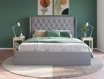 Harlow Grey Fabric Gas Lift King Bed Frame